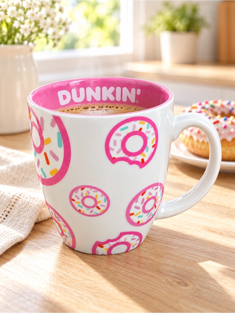 Dunkin’ Donuts Pink Sprinkle Donut Ceramic Mug 17 oz 2020